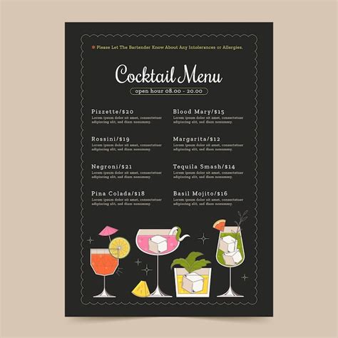 Premium Vector Hand Drawn Cocktail Menu