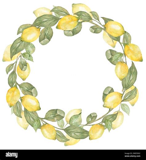 Lemon Wreath Clipart Watercolor Fruit Clip Art Citrus Bouquet