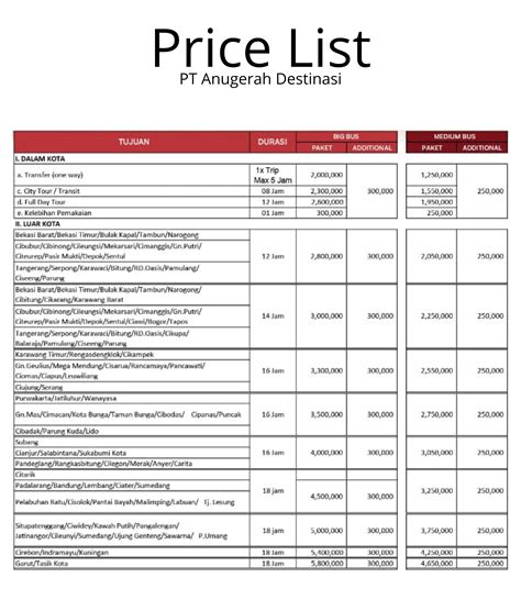 Price List Jasa Sewa Bus