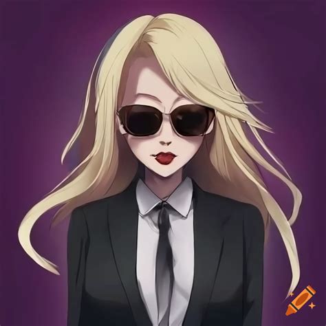 Portrait Of An Anime Woman With Blond Hair And Sunglasses On Craiyon