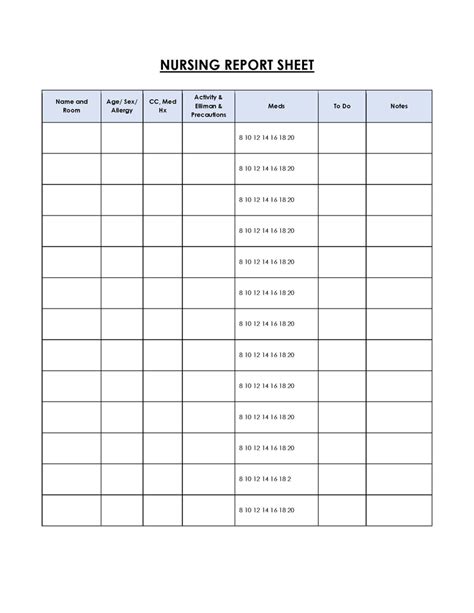 Shorts Best Printable Nursing Report Sheet Nbkomputer