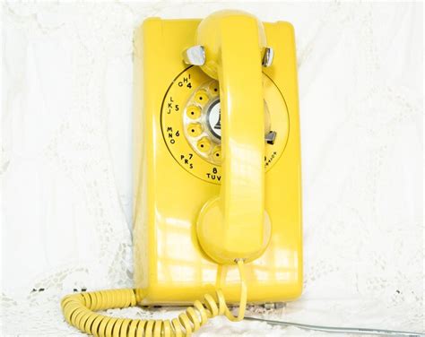 Yellow Rotary Dial Telephone Wall Hanging Phone Western Electric Not