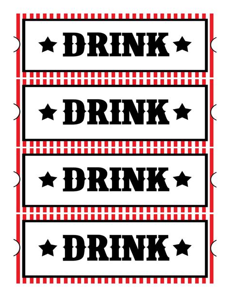 Printable Drink Tickets Wedding Pinterest Free Printables Movie