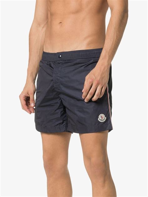 Moncler Logo Patch Swim Shorts In Blue For Men Lyst