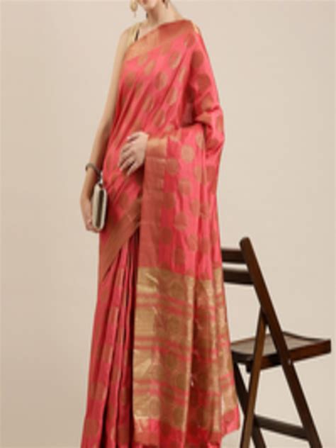 Buy The Chennai Silks Red Gold Toned Ethnic Motifs Zari Jute Cotton