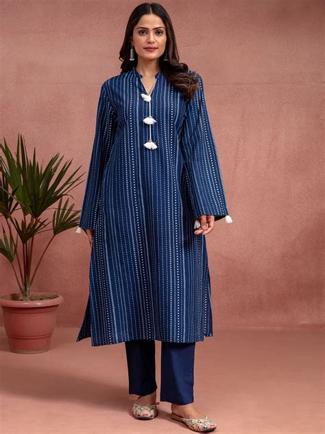 Buy Kasya Geometric Printed Regular Pure Cotton Kurta With Palazzos