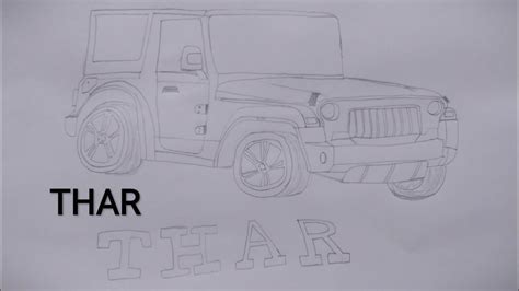 How To A Draw A Mahindra Thar Drawing Youtube