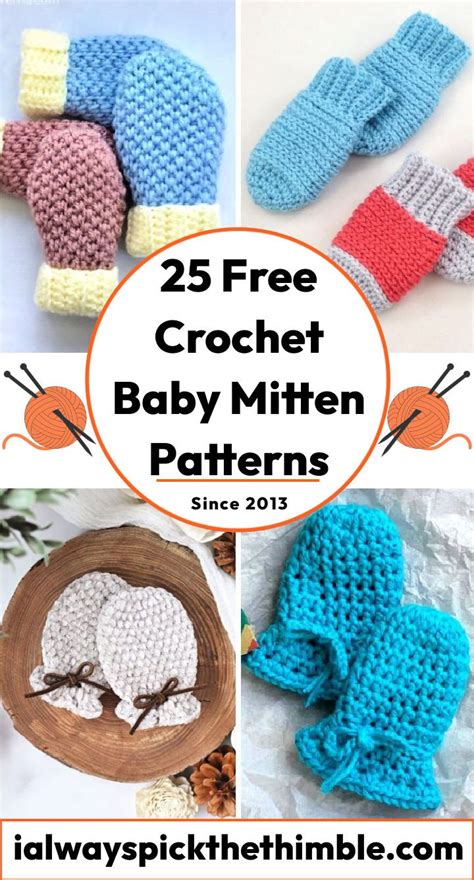 20 Crochet Baby Mittens (Free Pattern)