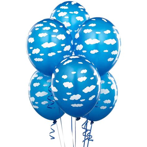 Mid Blue With Clouds Matte Balloons 6pk