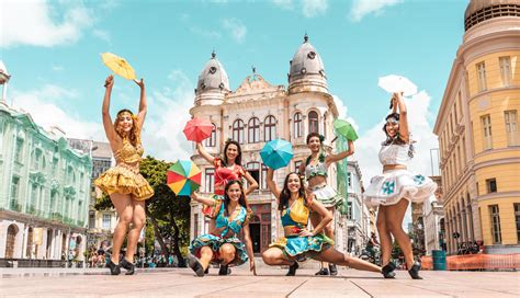 Recife Pernambuco Brazil APR 2022 Frevo Dancers At The Street