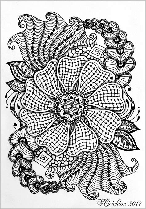 Zentangle Art Liner Viktoriya Crichton Blackandwhite Zentangle