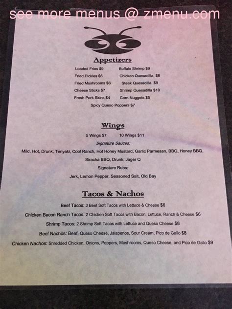 Menu At Cross Eyed Cricket Sports Bar Grill Vidalia