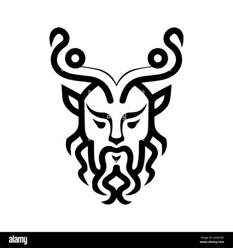 Satyr Icon Or Modern Line Symbol Vector Line Art And Icon Design With Bold Outline Black And