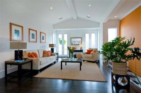 Living Room With Orange Accent Wall | Baci Living Room