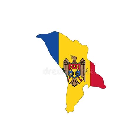 Moldova National Flag In A Shape Of Country Map Stock Illustration