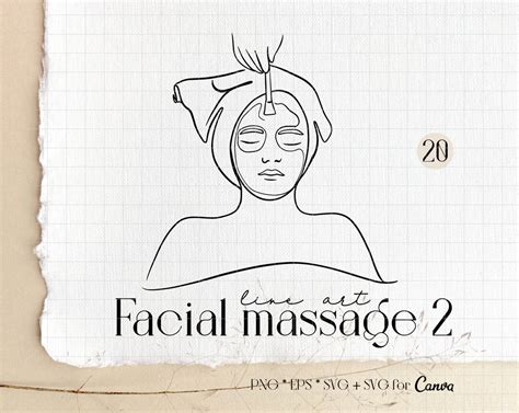 Facial Massage Line Art Woman Svg Single Line Art Continuous Line Art Commercial License Png