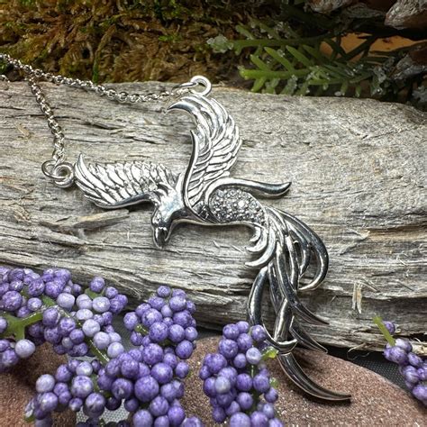 Phoenix Necklace, Celtic Jewelry, Bird Pendant, Firebird Jewelry, Inspirational Gift, Pagan ...