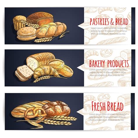 Banners De Pan Fresco Y Productos De Panader A Vector Premium