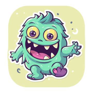 Cute Green Monster Sticker Clipart Vector Cute Monster Cute Monster