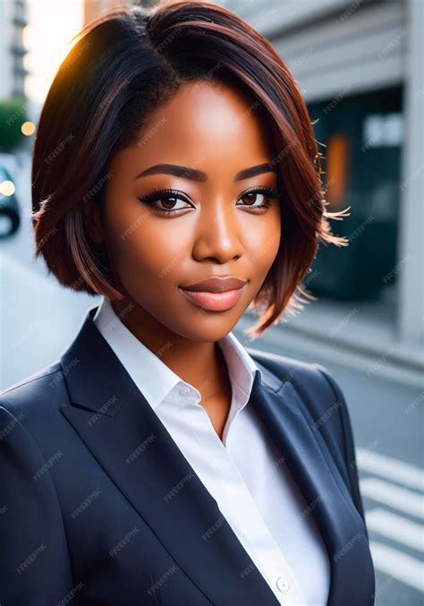 Premium Photo Portrait Of A Beautiful Young African American Business Woman Outdoors