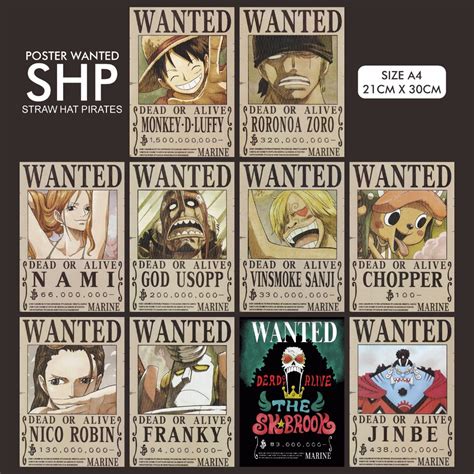 Jual Poster Anime Bounty One Piece Wanted Poster One Piece Character