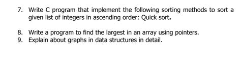 Solved 7 Write C Program That Implement The Following