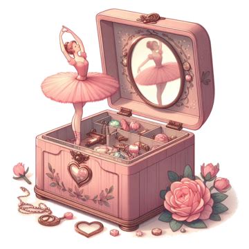 Vintage Music Box With Ballerina Old Music Girl Png Transparent