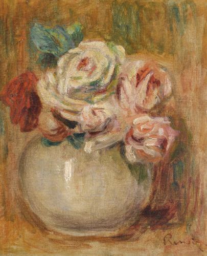 Pierre Auguste Renoir ROSES DANS UN VASE FRAGMENT Pierre Auguste