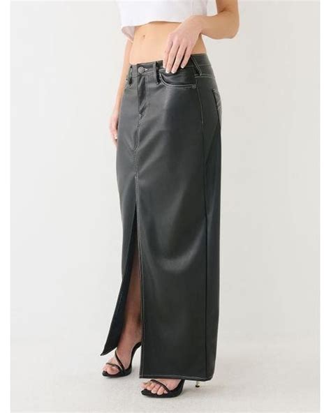 True Religion Faux Leather Maxi Skirt In Black Lyst