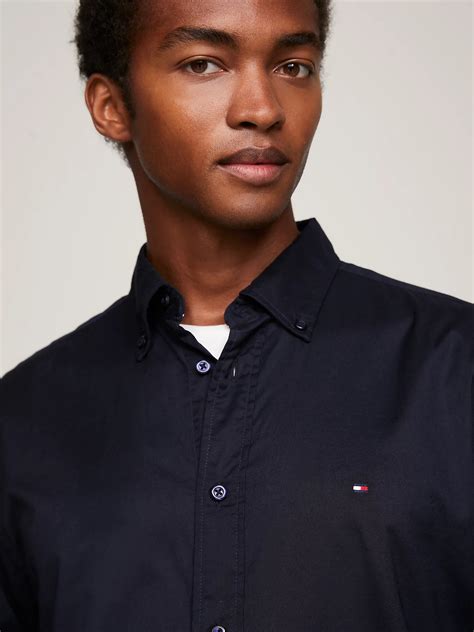 Th Flex Cotton Poplin Shirt Blue Tommy Hilfiger