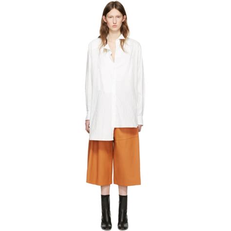 Loewe White Cotton Asymmetric Shirt Loewe