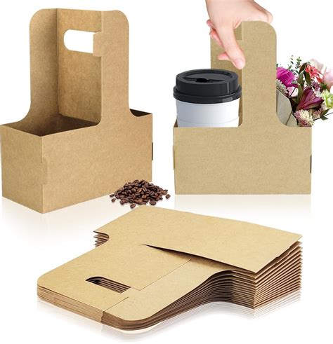 Cup Disposable Drink Carrier For Delivery With Handle Count Kraft