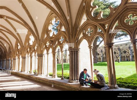 England Wiltshire Salisbury Salisbury Cathedral The Cloisters Stock