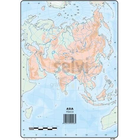 Selvi Mapa Mudo FÍsico De Asia A4 50u Ofimatplus