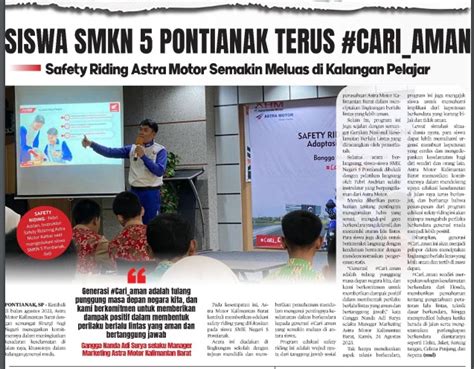 Siswa SMKN 5 Pontianak Terus Cari Aman Safety Riding Astra Motor