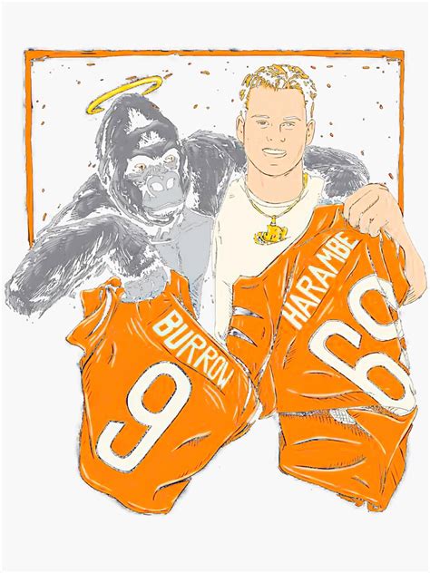 " The Cincinnati Jersey Swap Joe Burrow And Harambe Shirt" Sticker by ...