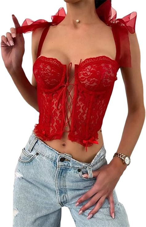 Red Lace Corset Top