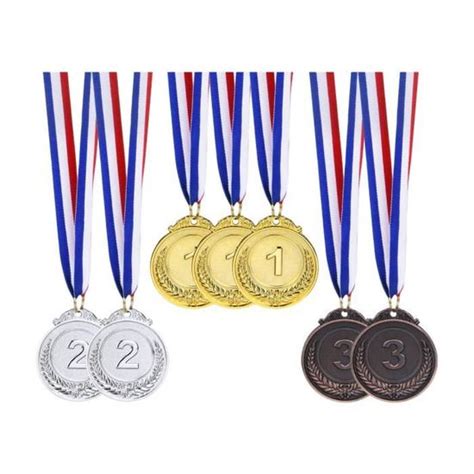 Pi Ces M Dailles Enfants Medaille D Or Plastique Avec Rubans De Cou