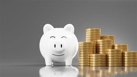 Premium Photo 3d Render Of White Piggy Bank And Gold Coin