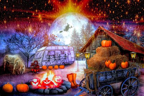 Halloween Camping Digital Art By Debra And Dave Vanderlaan