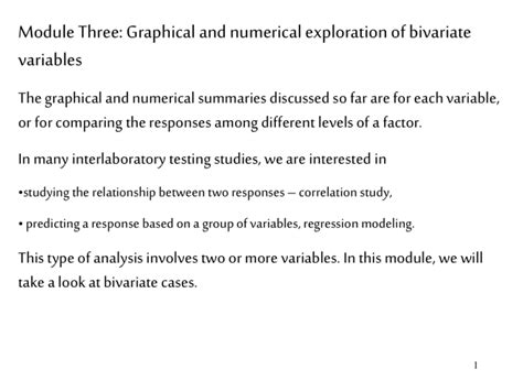 Module Three Graphical And Numerical Methods For Bivariate