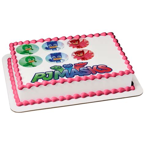 Pj Masks Logo Cat Boy Gekko Owlette Edible Cake Topper Image Abpid1140 A Birthday Place