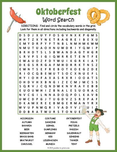 Oktoberfest Party Game Word Search Puzzle Oktoberfest Party