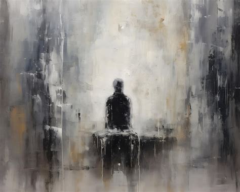 Premium Photo | A melancholic painting portraying the depths of depression in the style of ...