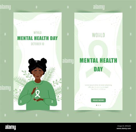 World Mental Health Day Stories Template Happy African Woman With