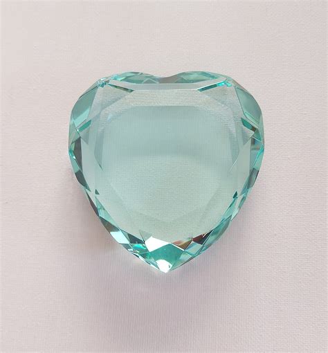 Sold Rosenthal Handcrafted Faceted Lead Green Crystal Heart Shape