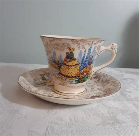 James Kent Longton Potteries The Crinoline Lady Teacup And Saucer