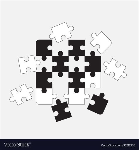 Vector Illustration Of Jigsaw Puzzle Blank Template With