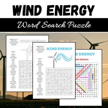 WIND POWER WIND ENERGY Word Search Puzzle Science Game Printable PDF