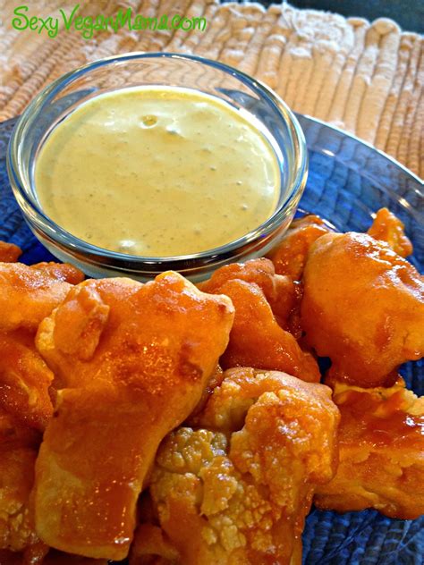 Sexy Vegan Mama Gluten Free Spicy Sweet Sriracha Cauliflower Bites With Creamy Cilantro Dipping